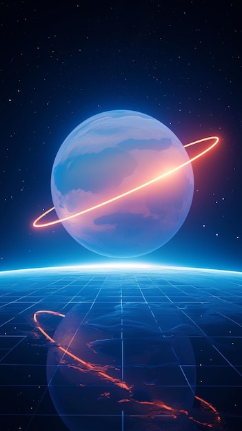 Weltraum-Hintergrund zeigt den Planeten in atemberaubendem 3D-Rendering Vertical Mobile Wallpaper