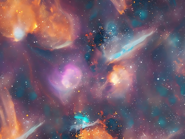 Foto weltraumhintergrund mit sternenstaub und leuchtenden sternen, realistischer bunter kosmos mit nebel und milchstraße