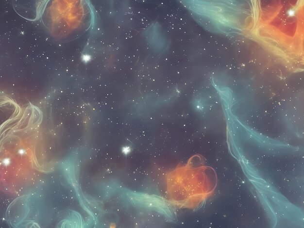 Weltraumhintergrund mit Sternenstaub und leuchtenden Sternen, realistischer bunter Kosmos mit Nebel und Milchstraße