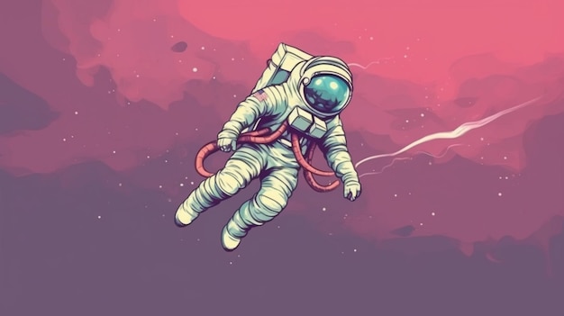 Foto weltraumplaneten und astronauten-wallpapier im cartoon-stil