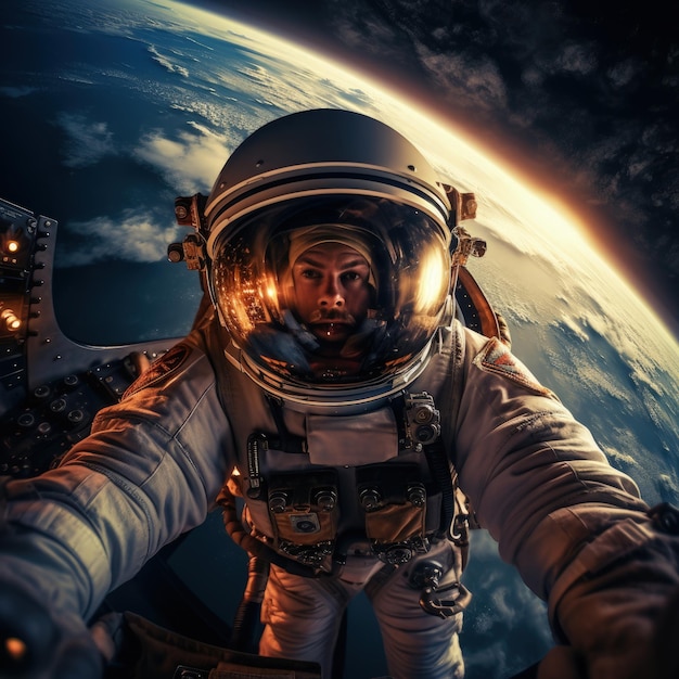 Weltraumspaziergang Astronaut Kosmonaut schwebt über der Erde Schönheit des Weltraums Milliarden von Galaxien im Universum Grenzenlose Weltraumgalaxie