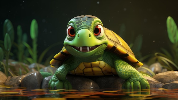 Weltschildkröten-Tag 23. Mai 3D-Generative KI im Cartoon-Stil