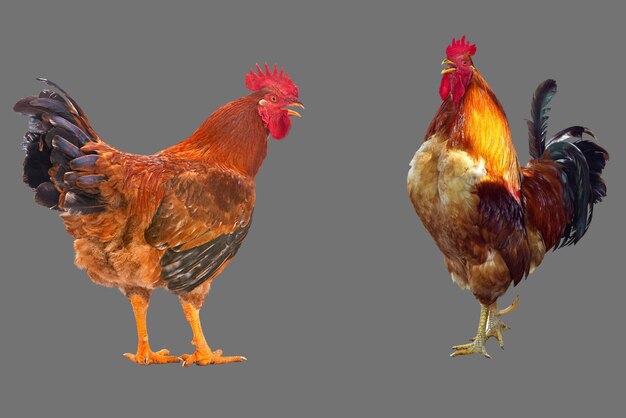 Welttiertag Der singende Hahn Hahn rotes Huhn auf grauem transparentem Hintergrund