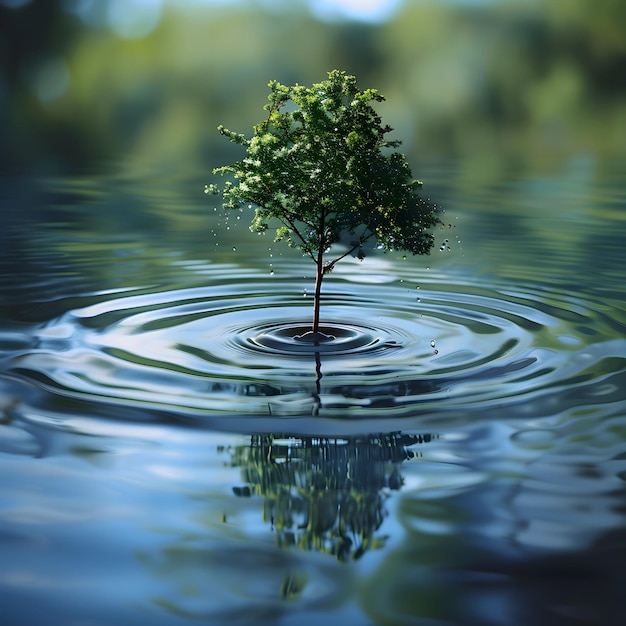 Weltwassertag Baum wächst aus Wasser Konzept für den Feiertag