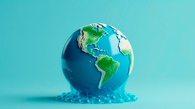 Weltwassertag Globus Konzeptdesign für den Planeten Erde aus Wasser Generative KI