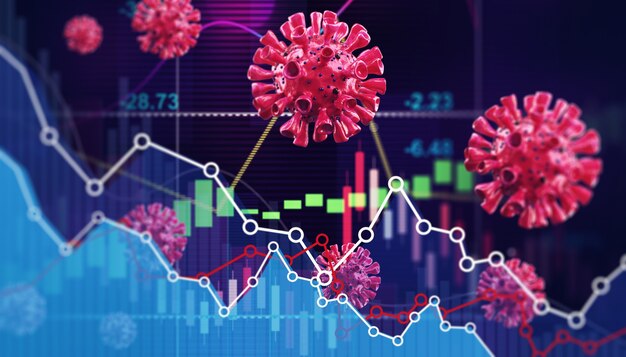 Weltwirtschaft und Corona-Virus-Konzept. Die Auswirkungen des Coronavirus auf die Börse.