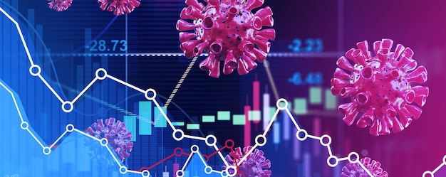 Weltwirtschaft und Corona-Virus-Konzept. Die Auswirkungen des Coronavirus auf die Börse.