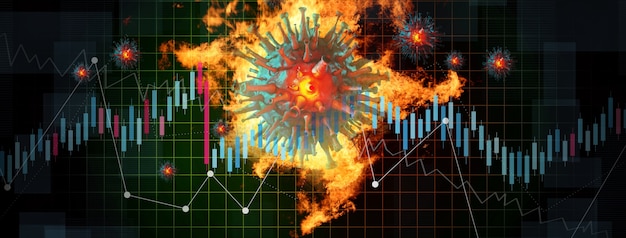 Foto weltwirtschaft und corona-virus-konzept. die auswirkungen des coronavirus auf die welt. 3d-darstellung