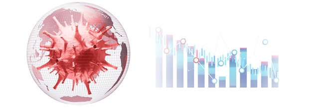 Weltwirtschaft und Corona-Virus-Konzept Die Auswirkungen des Coronavirus auf die Welt 3d-Darstellung