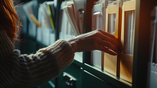 Foto wenn man mit der hand durch vinyl-aufnahmen blättert, hat man eine taktile verbindung zu musik und erinnerungen