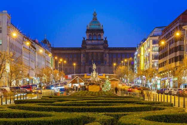 Wenzelsplatz bei Nacht Prag Tschechische Republik