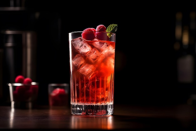 Werbeaufnahme eines Cocktails oder Getränks mit Früchten und Eis Generative Ai