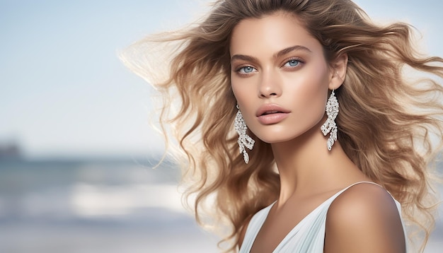 Werbung für eine Luxus-Schmuckmarke mit einem weiblichen Model, das glänzende Diamanten schießt