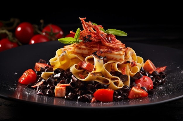 Werbung für Spaghetti Napoli mit Parmesan-Käse traditionelles italienisches Gericht