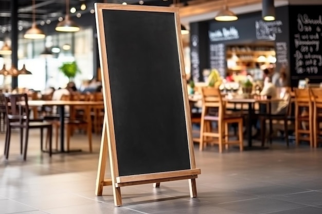 Werbung leere Tafel Leeres Restaurant-Shop-Schild oder Menü im Einkaufszentrum Generative KI