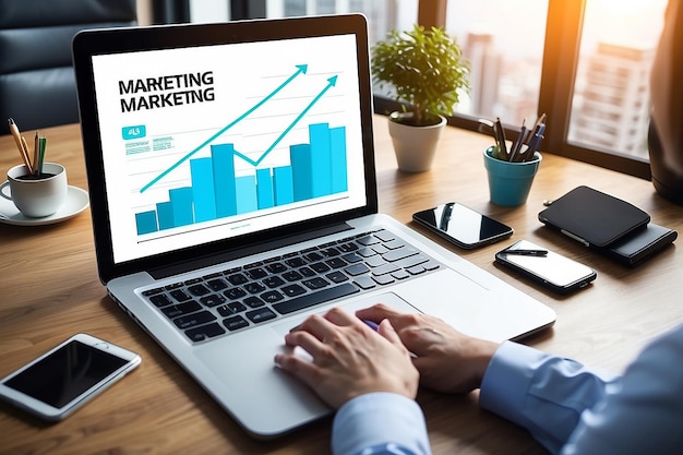 Werbung Marketing Umsatzwachstum Geschäftskonzept auf dem Bildschirm