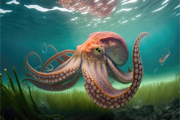 Werfen Sie einen Blick in das schlaue Leben eines Oktopus unter Wasser
