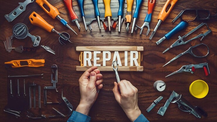 Foto werkstatt-reparaturwerkzeug auf dem tisch