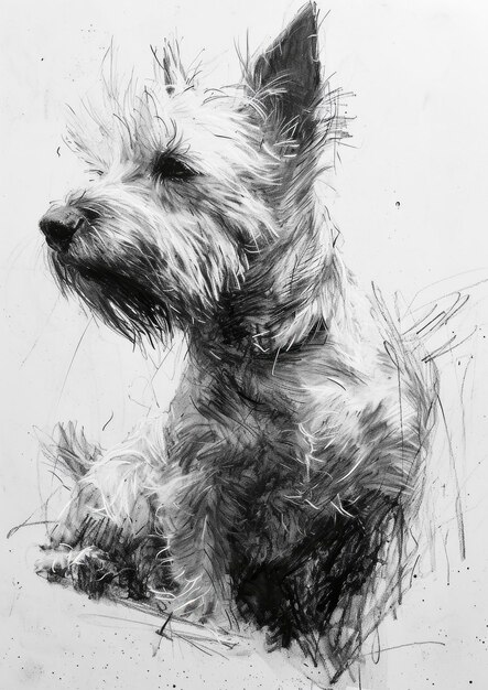 West Highland White Terrier ou Westie retrato de raça de cão Ilustração de arte digital aquarela