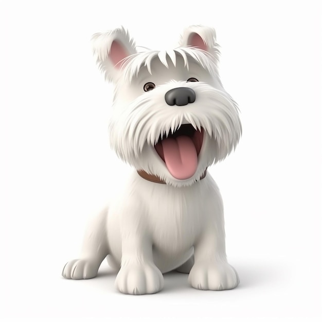 West Highland White Terrier Westie perro lindo divertido ilustración 3d en avatar inusual blanco