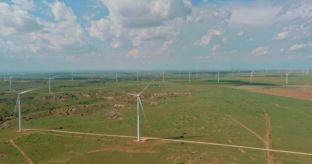 West Texas USA campo de un parque eólico más grande con vista panorámica de generadores de palas eólicas