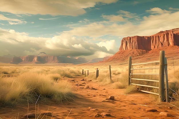 Foto western landscape with desert with mountains