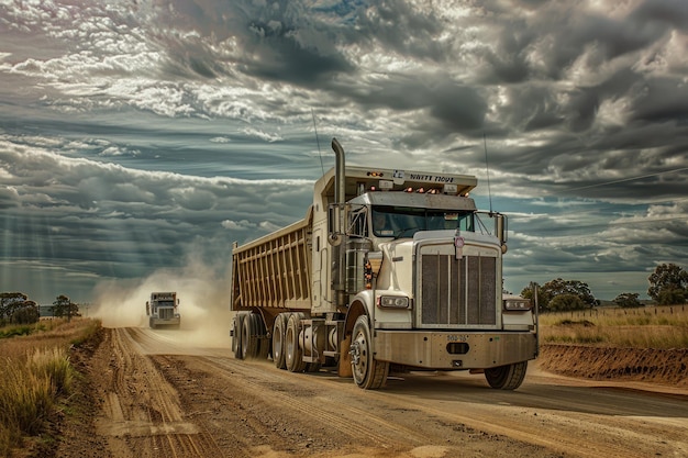 Foto western star prime mover transportando um grande caminhão de minério em leinster, wa