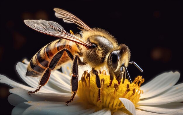 Westliche Honigbiene auf gelber Blume