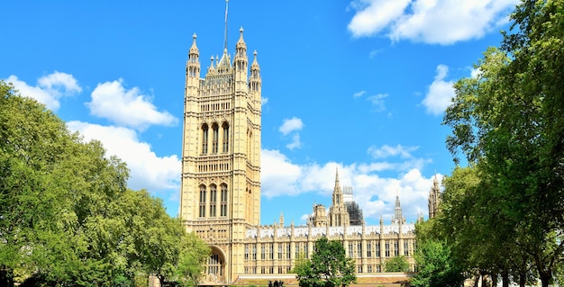 Westminster Abbey angesehen von Victoria Tower Gardens London UK