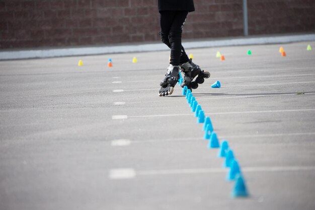 Wettbewerbe im Rollsport Rollschuhe und spezielle Chips