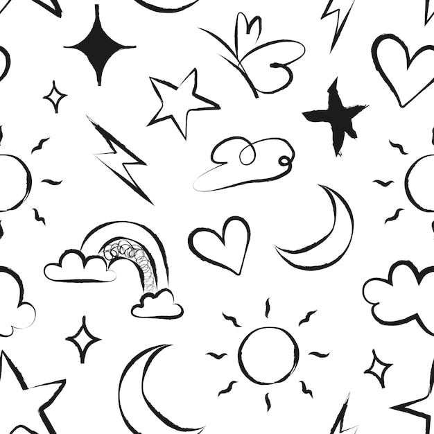 Wetter-Doodle-PNG-Muster mit durchsichtigem Hintergrund
