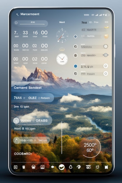 Foto wettervorhersage-app ui-mockup, das klare und prägnante informationen mit ki liefert