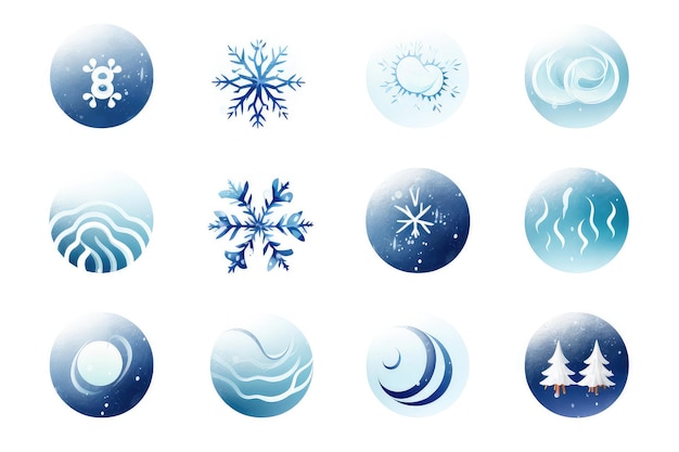 Wettervorhersage-Symbole auf weißem Hintergrund