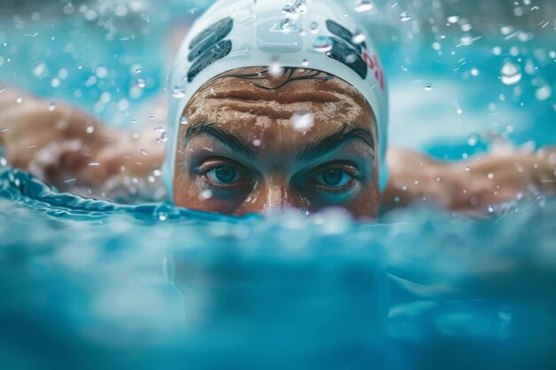 Wettkampf-Schwimmer, der einen Schmetterlingsschlag im Pool ausführt