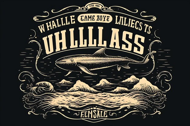 Foto whales typografie druck zitat retro vintage t-shirt design zitate