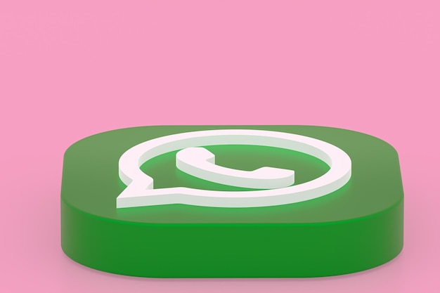 WhatsApp-Anwendung grünes Logo-Symbol 3D-Render auf rosa Hintergrund