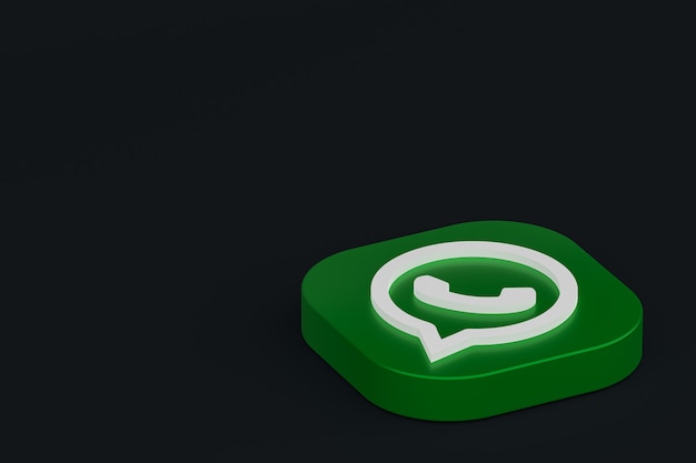 Whatsapp-Anwendung grünes Logo-Symbol 3D-Render auf schwarzem Hintergrund