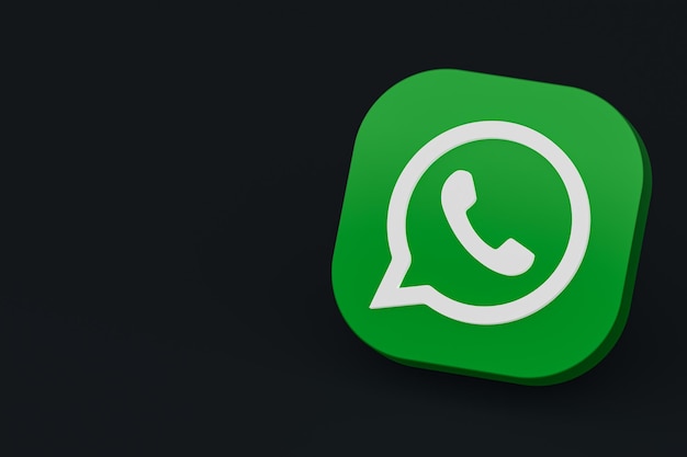 WhatsApp-Anwendung grünes Logo-Symbol 3D-Render auf schwarzem Hintergrund