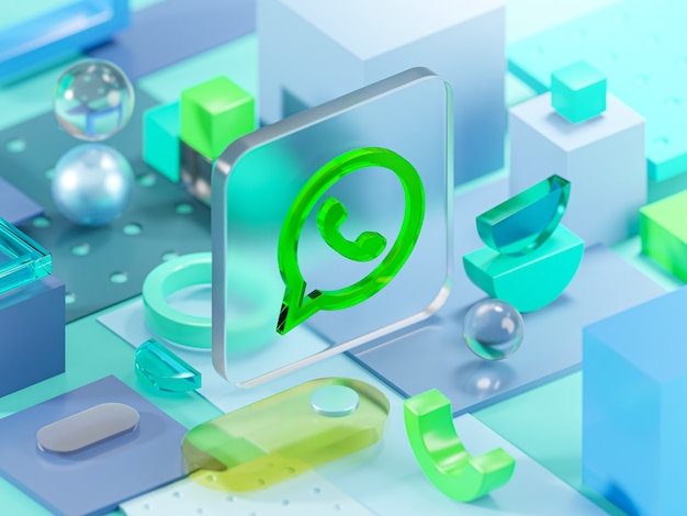 Whatsapp Glasgeometrie Formen Abstrakte Komposition Kunst 3D-Rendering