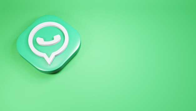 Whatsapp icon 3d render ilustração de mídia social verde limpa e simples