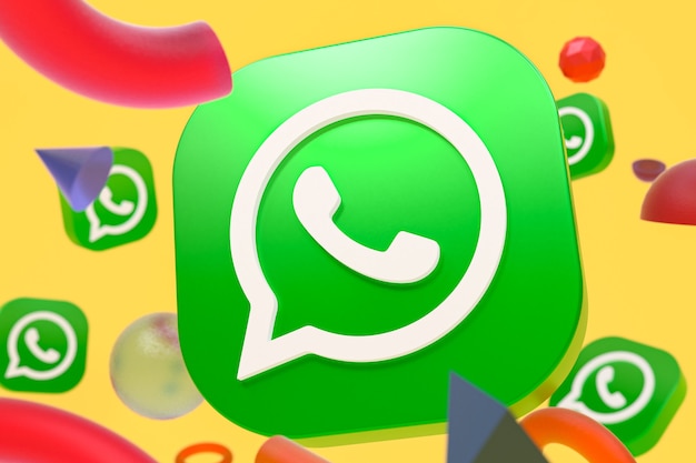 WhatsApp-Logo auf abstraktem Geometriehintergrund