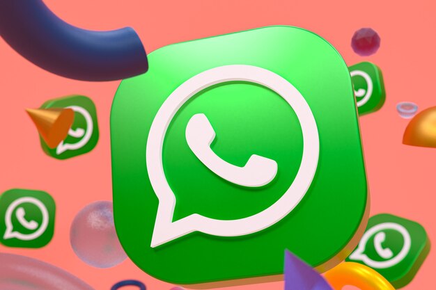 WhatsApp-Logo auf abstraktem Geometriehintergrund