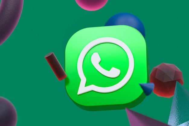 WhatsApp-Logo auf abstraktem Geometriehintergrund