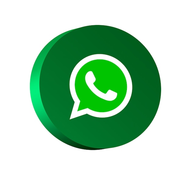 Foto whatsapp-logo auf rundem knopfsymbol mit leerem hintergrund 3d