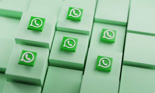 Foto whatsapp-logo auf würfeln. social media hintergrund 3d-rendering