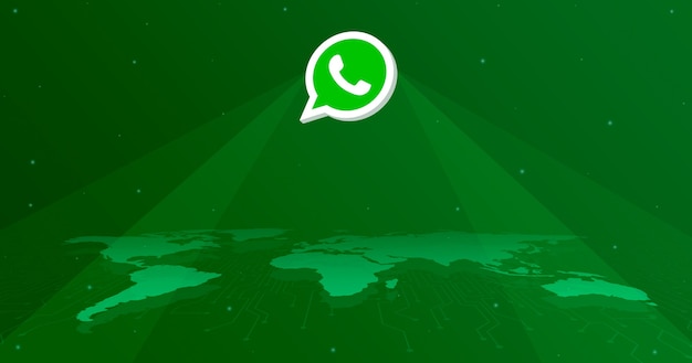 WhatsApp-Logo-Symbol über der Weltkarte 3d