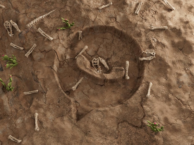 Whatsapp Social MediaGround Hole Dry Fossil Dead Excavación Ilustración 3D