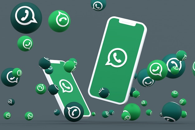 Foto whatsapp-symbol auf dem bildschirm smartphone oder handy und whatsapp-reaktionen