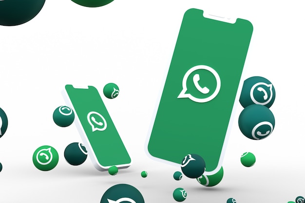 WhatsApp-Symbol auf dem Bildschirm Smartphone oder Handy und WhatsApp-Reaktionen