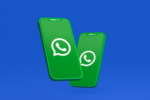 WhatsApp-Symbol auf dem Bildschirm von Mobiltelefonen 3D-Rendering